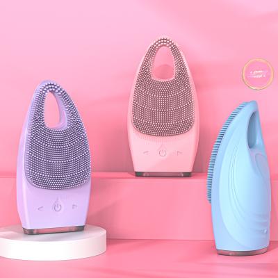 China Electric Silicone Stretching Blood Vessel Removal MURALKON 2021 New Face Scrub Brush Sonic Facial Ultrasonic Face Cleansing Brush for sale