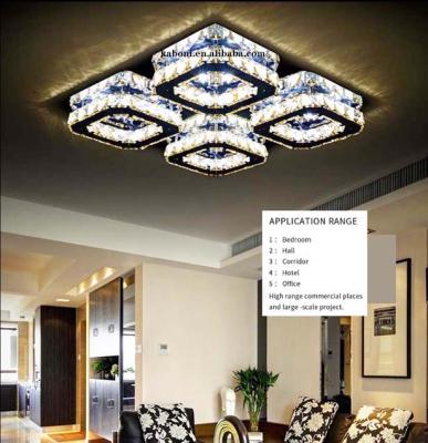 China Surface Mounted Modern Ceiling Lamp Stainless Steel High Ceiling Crystal Lamps for sale