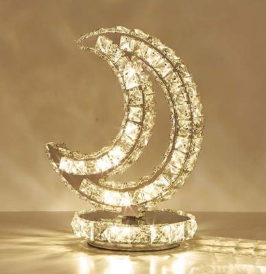 China Modern Luxury Led Table Lamp Nonferrous Steel Crystal Transparent Crystal for sale