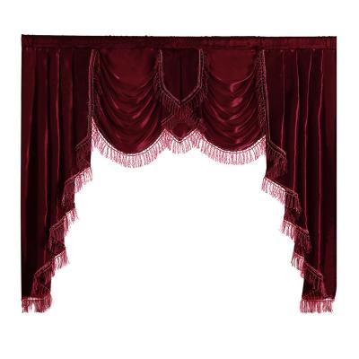 China Luxury Blackout European Style Waterfall Drapes For Windows Burgundy Decorative Curtains Drapes For Living Room for sale