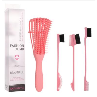 China Cheap Pad Hair Brush Set Custom Logo Detangling Brush For Natural Hair With PVC Box Package for sale