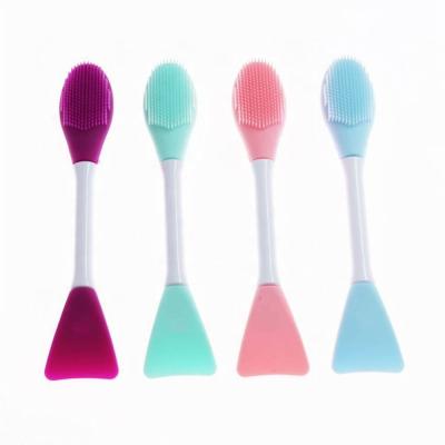 China Double Sided Flat Brush Silicone Exfoliating Facial Lip Brush Applicator Tool Skin Care Silicone Makeup Brush for sale