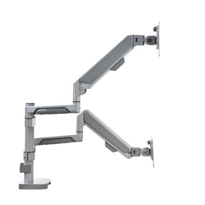 China Hot Selling Aluminum Double Monitor Arm Quick Release Buckle Monitor Arm Adjustable Mount Bracket Desktop for sale