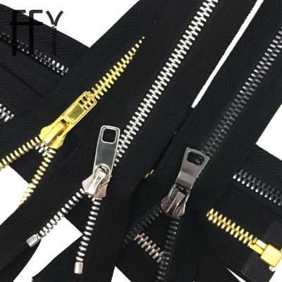 China Long Chain Metal Open End Fashion Clothes Viable Accessories Zipper Black Two Way Invisible Zippers for sale