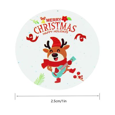 China New Christmas Day Style Decorative Wrapping Decoration Stickers Cartoon Printed Round Snowman Sticker for sale