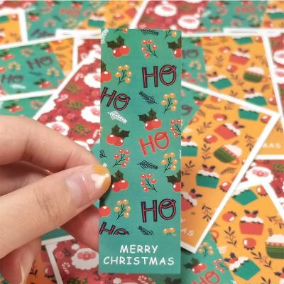 China 2021 Recycled Christmas Tree Style Christmas Decoration Stickers Adhesive Label Custom Printing Christmas Sticker for sale