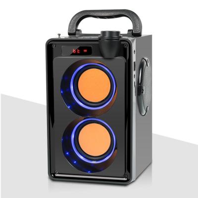 China New Wooden Black 20W LED Flashing Light Sound System Portable Wireless Music Speakers for sale