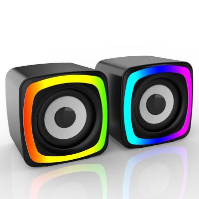 China Colorful LED Mini Rgb Light 6w Computer Wired Led Speakers PC Laptop USB Desktop Speaker for sale