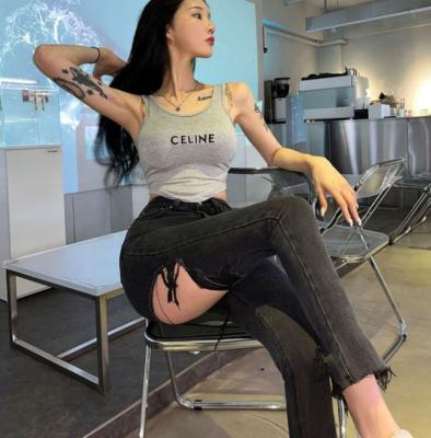 China Breathable STREET WEAR WOMEN DESTROYED HOLES COTTON STREET WEAR BUTT LIFT CRAZY LADY SEXY JEANS for sale