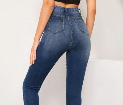 China BREATHABLE COTTON STREET WEAR WOMEN JEANS WOMEN STRIPED DENIM SPANDEX waist butt lift pencil gaiters sexy high jeans for sale