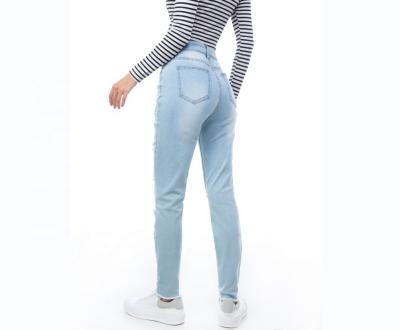 China breathable SKINNY LADY EUROPE STYLE STRETCH COTTON HOLE JEANS BUTT TO LIFT SEXY SKINNY MINI PENCIL jeans for sale