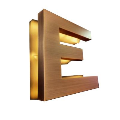 China Custom Signs Logo Metal Brand Advertising Gold Metal Wall Decor Business Signs Alphabet Letters 3D Metal Logo for sale