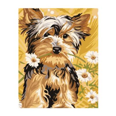 China Personalized Customization 40**50 Wooden Frame Set DIY Painting Digital Puppy Wall Art Painting Private Custom Home Canvas Painting for sale