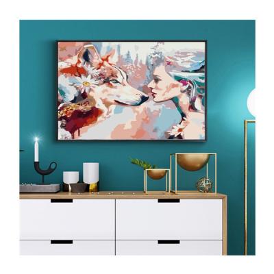 China Custom wholesale private custom digital painting personalization DIY beauty and beast set canvas art wall decoration painting for sale