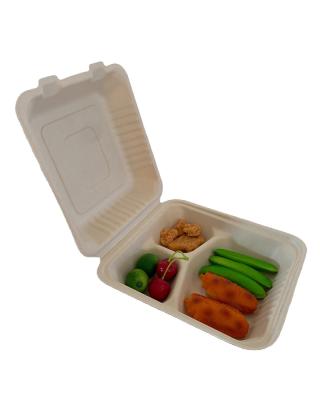 China Oil-resistant& Water Resistant Viable Food Packaging 9 Inch Sugar Cane Bagasse Pulp Clamshell Containers for sale