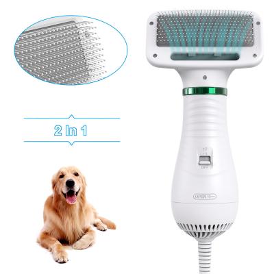 China Dropshipping 2-In-1 Low Noise Portable Grooming Dog Stocked Home Hair Dryer With Mold Slicker Brush for sale