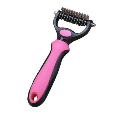 China Drop Stocked Shipping Stainless Steel Dog Hair Deshedding Brush Remover Comb Pet Grooming Brush for sale