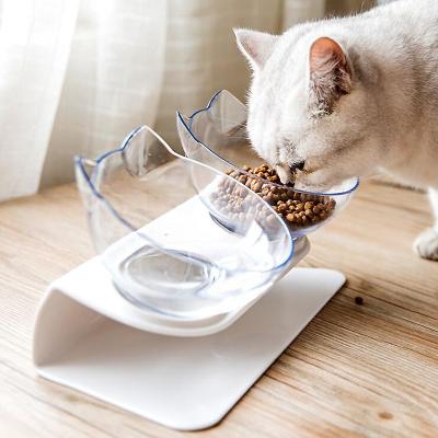 China Low Price Small Plastic Dog Stored Cat Food And Water Feeding Double Bowl for sale