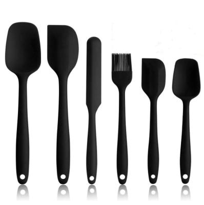 China Stocked Dropshipping 6 Pcs Spatula Sets Silicone BBQ Heat Resistant Scraping Cooking Tools for sale