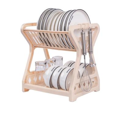 China 2-Tier Stored Drying Organizer Household Tableware Plastic Kitchen Storage Racks Dish Drain Rack for sale