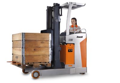 China Stand on AC CURTIS Controller Electric Reach Truck , Maximum 7.2m Lifting Height for sale