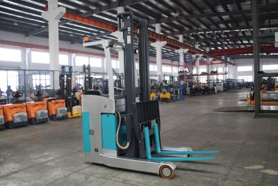 China Blue Electric Reach Truck With Head Lamp , Narrow Aisle Reach Truck Forklift for sale