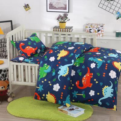 China Anti dust mite 100% cotton dinosaur pattern baby kids soft bed sheets with two pillow cover combined in wholesale price for sale