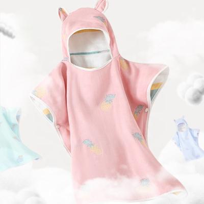 China Factory viable offer 6 layers gauze bath towel with hood made of 100% cotton children's poncho towel from China for sale