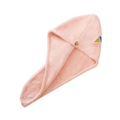 China Cute Embroidered Curbblan Microfiber Microfiber Hair Towel Kids QUICK DRYING Soft Absorbent Hair Dry Cap With Logo for sale