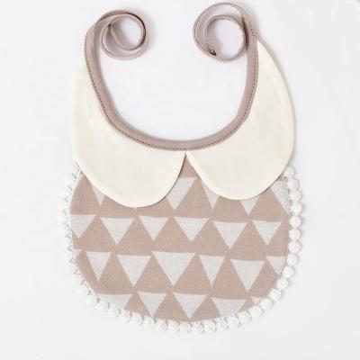 China Hypoallergenic waterproof cotton soft baby saliva towel lace up does not deviate beautiful double layer baby bib for sale