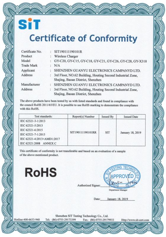 RoHS - Guanyu (dongguan) Intelligent Technology Co., Ltd.