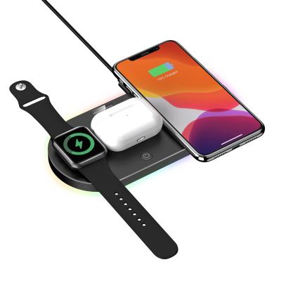 China Smart Watch Guany Z7D LED Indicator Mobile Phone Pad Station Charging Wireless Charger For Phone Smart Watch Earphones for sale