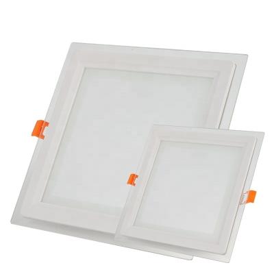 China Commercial Modern Energy Saving 12w 24w White Aluminum Smart Enclosed Slim Square Lead Glass Panel Light for sale