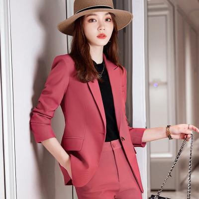 China QUICK DRY High-quality Wholesale Candy Color 2 Piece Suit Set for Women Business Office Lady Work Wear Patchwork Single Button Pant Suits for sale