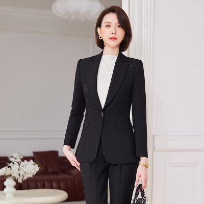 China QUICK DRY Long Sleeve Female Women's Suit Mono Button Solid Color Elegant Office Business Pants Blazer Suit Set Office Career Wear Women for sale