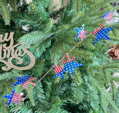 China Grote vijfpuntige ster Amerikaanse vlag decoratie krans kerstboom ornament, Draadkrans Vakantie stok Te koop