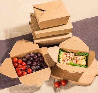 Cina scatola di pranzo eliminabile di carta kraft di 210*154mm, quadrato Bento Salad Box in vendita