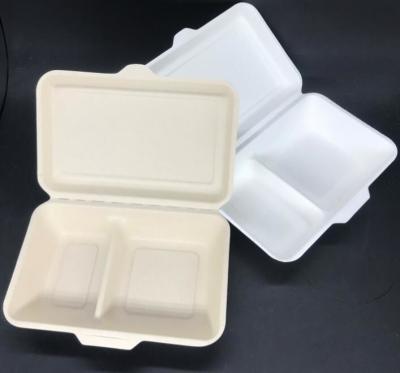 China Van de de Lunchdoos van het Eco Biologisch afbreekbare 1000ml 2 Compartiment van het de Pulpvaatwerk van Surgance het Voedselcontainer Te koop