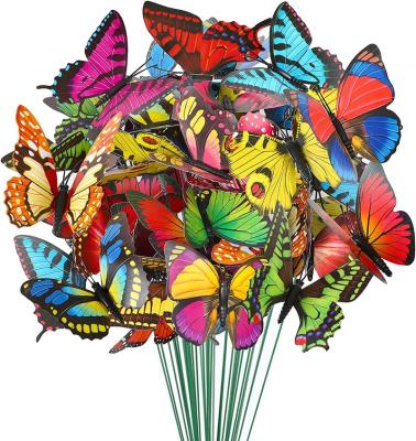 China PVC 75 Pcs Butterfly Waterproof Decoration Stakes Garden Butterfly Wing Width 3.5in Waterproof Ornaments For Indoor/Outdoor Decor for sale