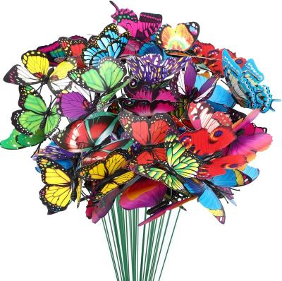 China Plastic Butterfly Decorations, 75 Pcs Butterfly Stakes Waterproof Decorative Garden Stakes for Indoor/Outdoor Decor for sale