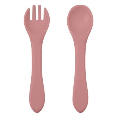 China High Quality BPA Free Kids Silicone Spoon Silicone Baby Fork and Spoon Baby Silicone Feeding Spoon for sale