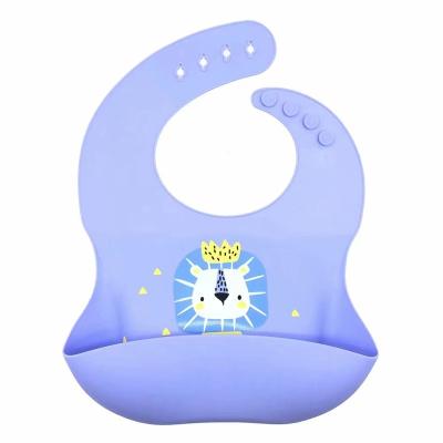 China Top Sale Silicone Bib BPA Free Soft Cute Animal Printing Feeding And Weaning Bibs Baby Adjustable Waterproof Bib for sale