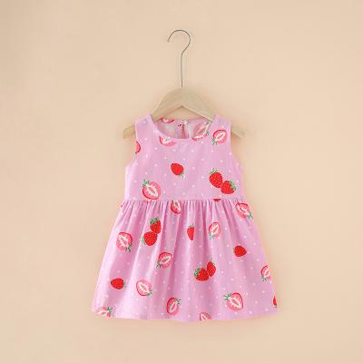 China 100% Sleeveless Flower Print Summer 1-6year Cotton Baby Girl Dress Anti-static Baby Girl Clothes Toddler Baby Dress for sale