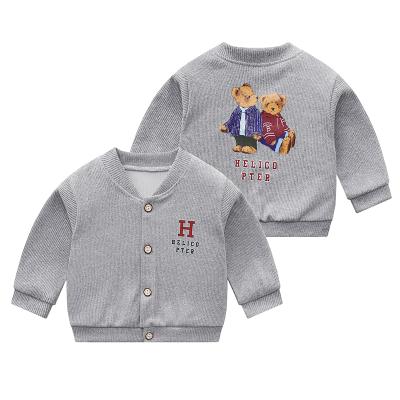 China Autumn and winter plain anti-shrink baby clothes baby unisex long sleeve button sweater cardigan kids cardigan for sale