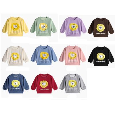 China Spring Autumn Kids Anti-Shrink 100% Cotton Hoodies Pullover Tops Solid Color Baby Boy Sweatshirt Girl Hoodies for sale