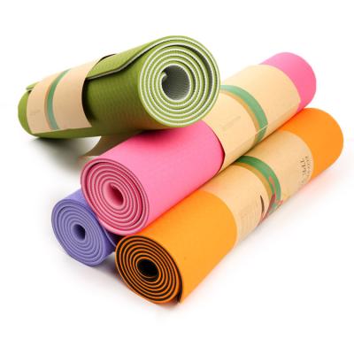 China 2021 Hot Selling Non-slip Double Fitness Non-slip Custom Layers With Strap And Line Tape Yoga Position Mat for sale