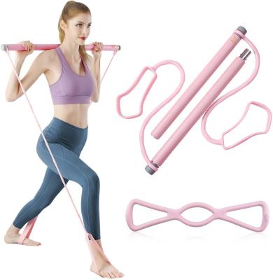 China Durable Yoga Multifunctional Pull Up Fitness Pilates Bar Gym Pilates Bar Resistance Band Trainer Portable Stick Workout Rods Gym for sale