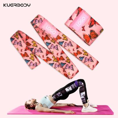 China 2021 Popular Custom Made Gym Fitness Printing Resistance Band Fabric Logo Exercise Stretch Hip Circle Resistance Band for sale