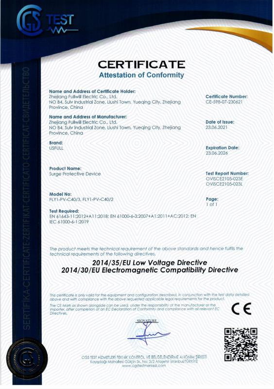 CE - Zhejiang Fullwill Electric Co., Ltd.