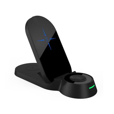 China Qi Enabled Popular Multifunctional Phones Holder Phone 3 in 1 Wireless Charger Dock Stand Fast Charging Desktop Charging Station for sale